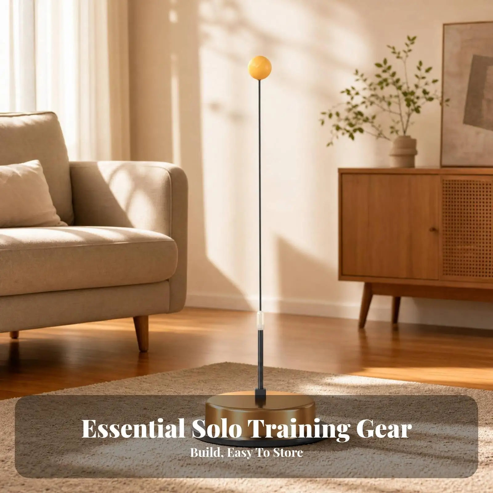 Solo Table Tennis Rebound Trainer Adjustable Support Pole Flexible Rods Weighted Base for Adult Indoor Practice