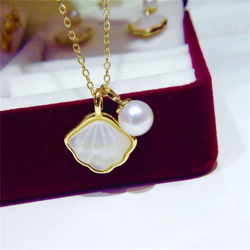 18K gold wrapped classic gourd pendant earring ring set  AAAA akoya 10-11mm white Pearl Pendant Necklace 18inch