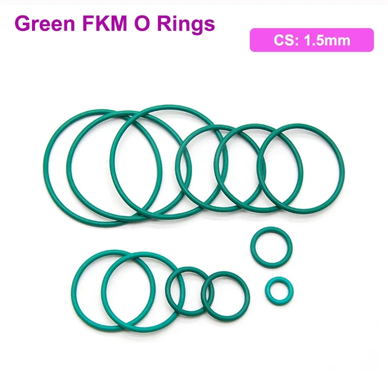 

10/50pcs FKM O Ring Sealing Gasket CS 1.5mm OD 5~50mm Insulation Oil Resistant High Temperature Resistance Fluorine Rubber Rings