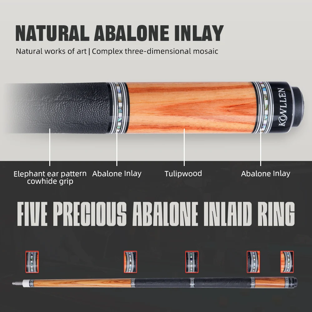 KONLLEN خشب القيقب تجمع جديلة انحراف منخفض مهنة البطانة Tulipwood البلياردو عصي بركة مع أنبوب الكربون داخل وطرف 12.5 مللي متر