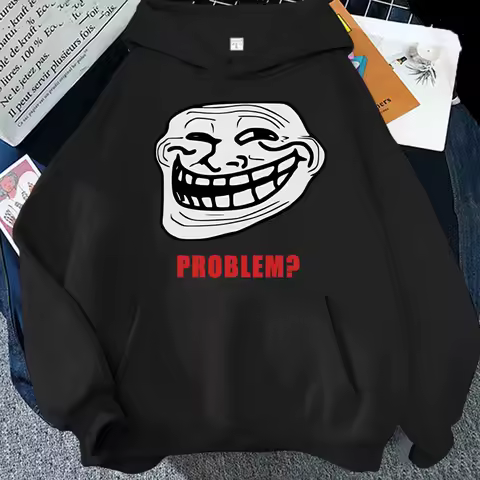 TROLLFACE MEME RAGE Funny Comic Book TROLL Joke INTERNET Men Women Hoodies Winter Funny Graffiti Large Size Couple's Clothing