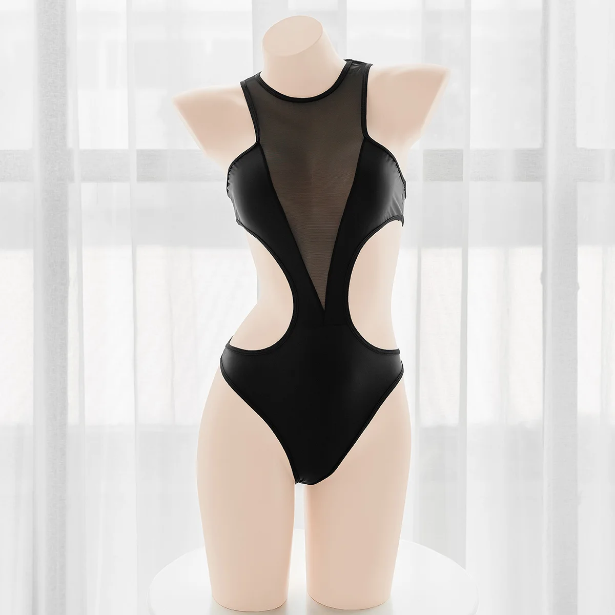 Maillot de bain une pièce en maille creuse, sexy, décolleté plongeant en V, solide, pour femmes, bikini, sous-vêtements