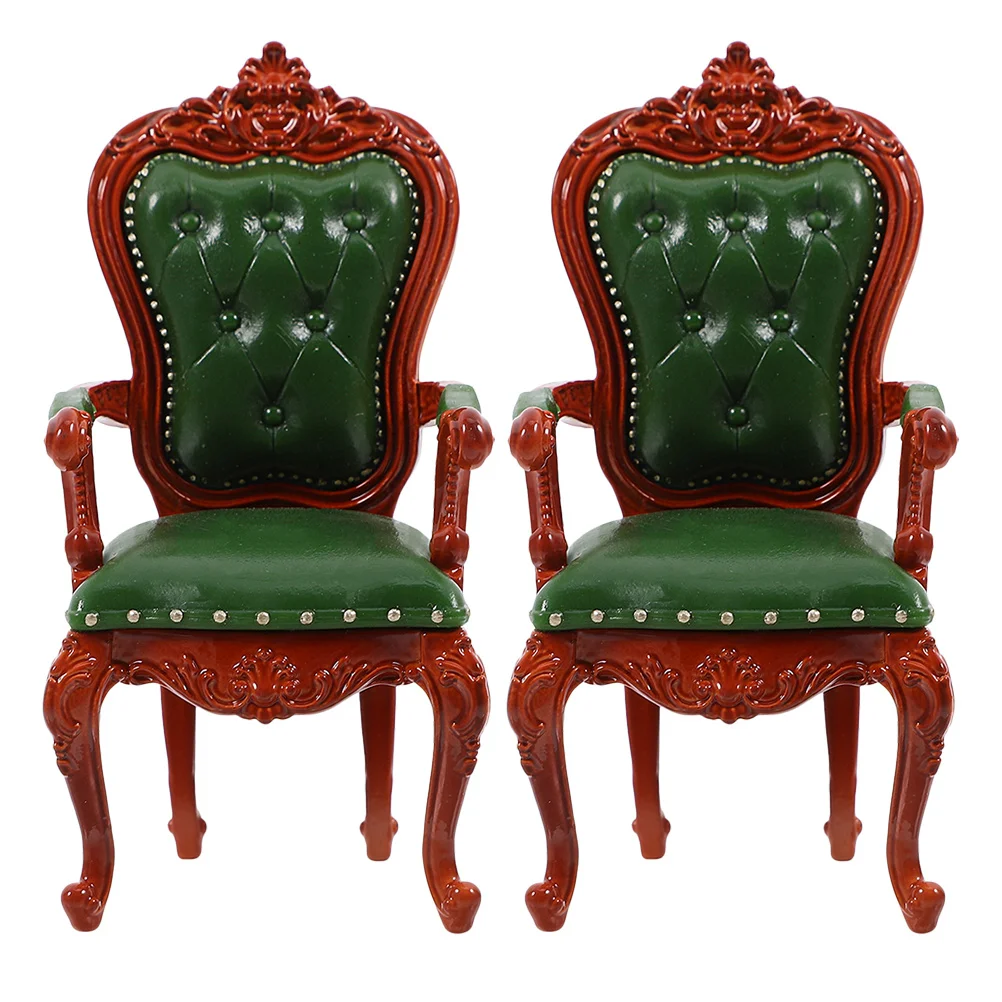 Fauteuil Miniature en bois, échelle 1:12, meubles Vintage, décoration de salon, Mini chaises pour maison de poupée, 2 pièces