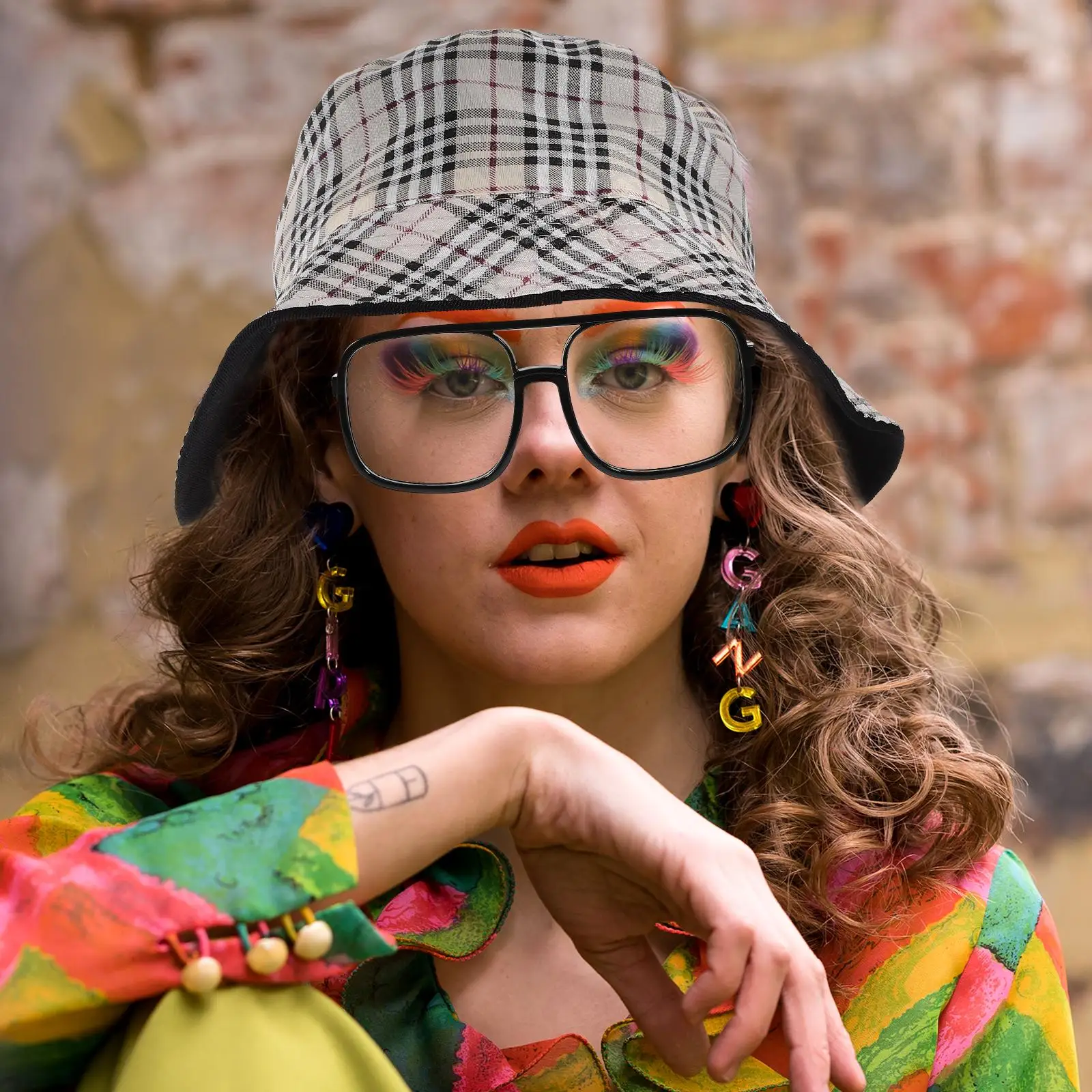 4 قطعة مجموعة أزياء الهيب هوب خمر 90s اكسسوارات النساء الرجال قلادة خواتم مجموعة مبالغ فيها مجوهرات الأزياء تأثيري الطرف