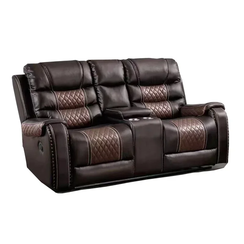 

A Modern Living Room Furniture with Console Manual Recliner Sofa
