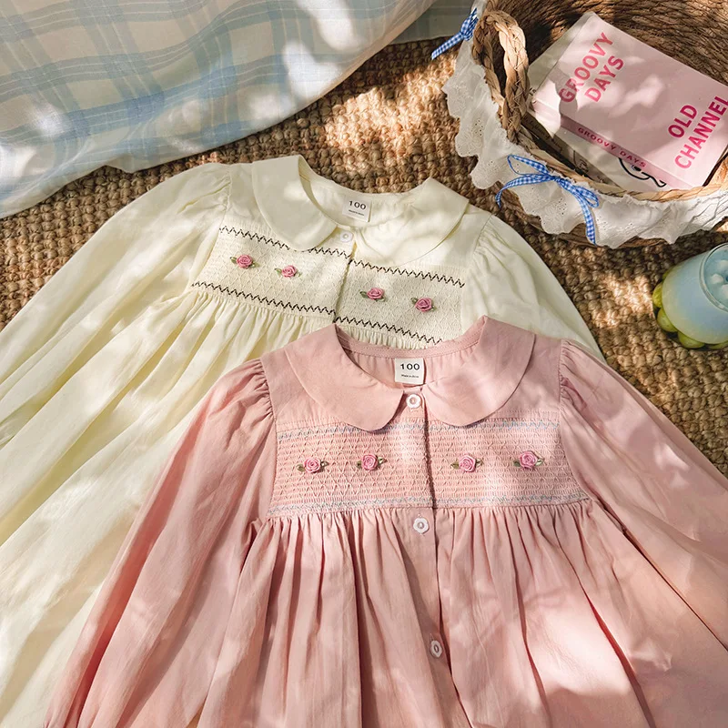 Spring Autumn Girls Long-sleeve Dress Kids Teen 3D Flower Princess Dress Baby Soft Tulle Puff Dress Children Comfortable Party