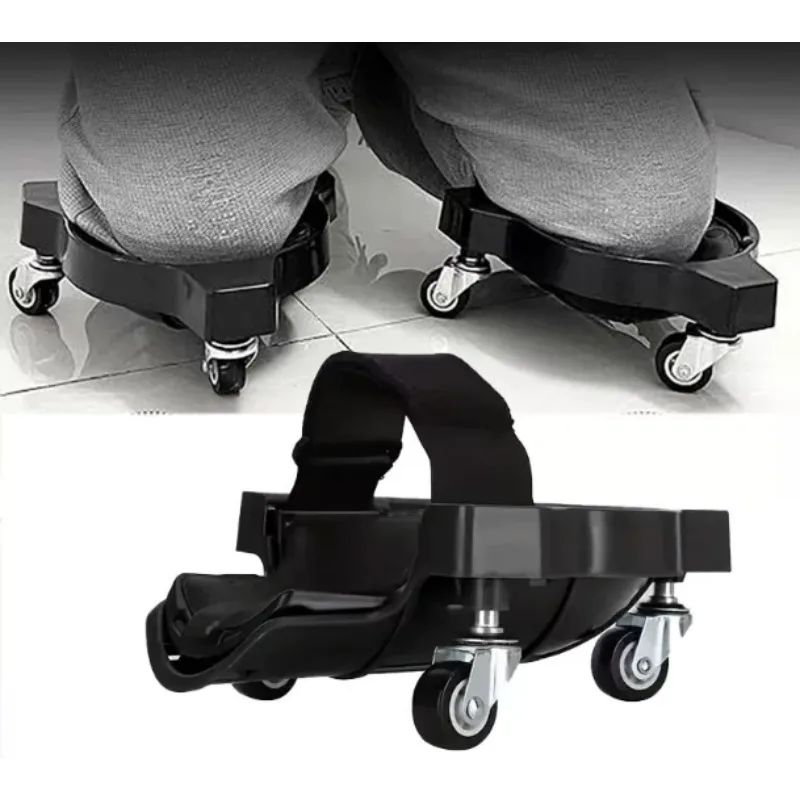 2Pcs Yellow Rolling Knee Pads, 360° Swivel Tiling Kneeling Board with Wheels for Floor Work