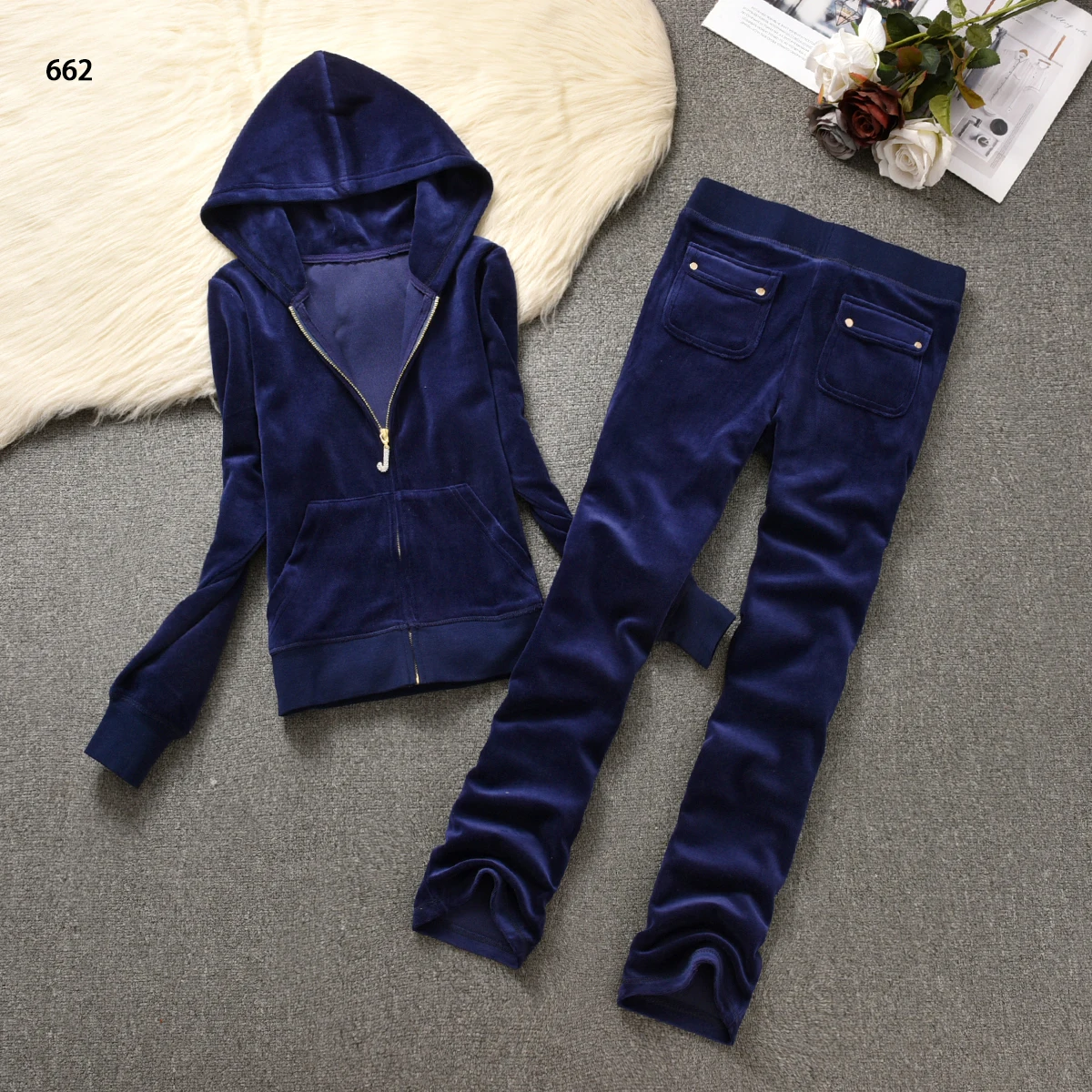 Y2K Velvet Tracksuit New Women Clothing 2 Piece sets Autumn Women\'s Couture Elegant Hoodies Sweatshirt and Casual Pants Set