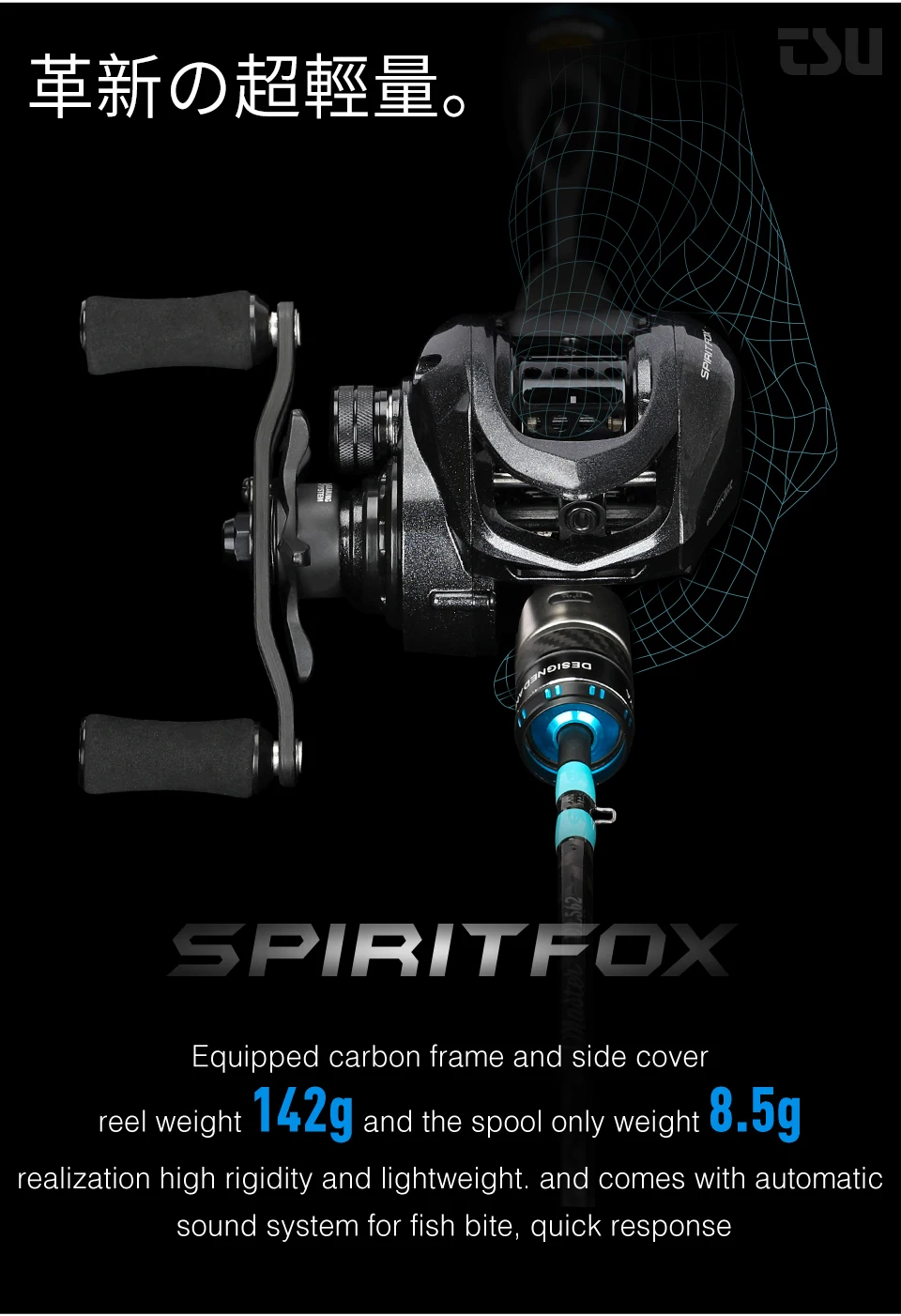 TSURINOYA Baitcasting Angelröhre SPIRIT FOX 50R 50HR 1-10g Ultraleichtes, glattes Finesse-System 5,6:1 7,3:1 Weitwurf Vielseitig – Detail 3