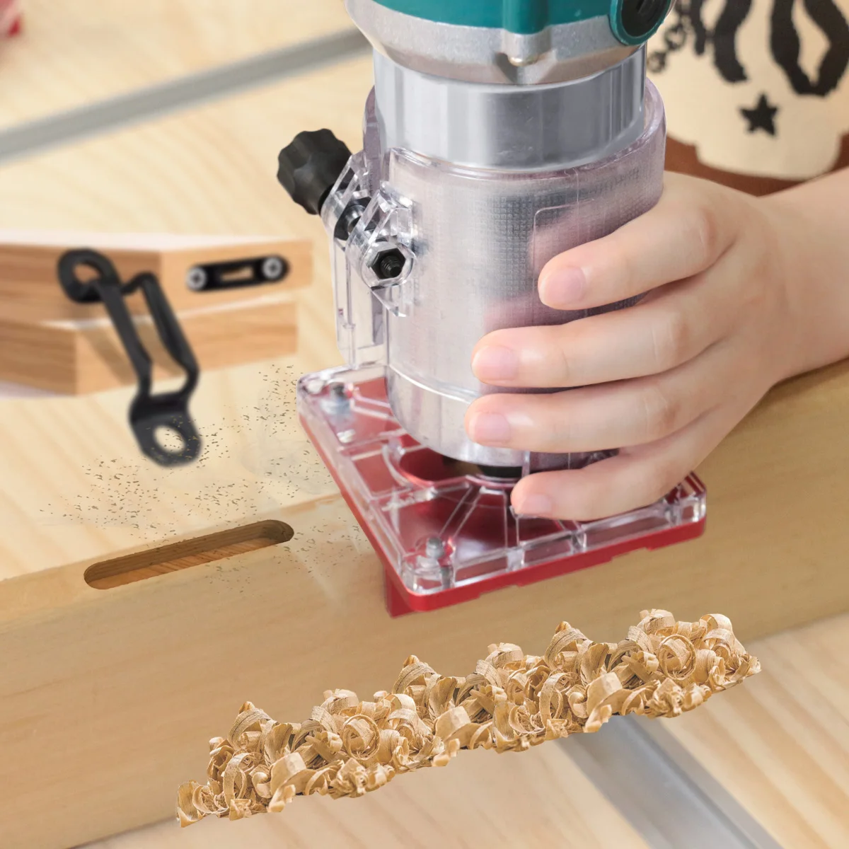 Soporte ranurado 2 en 1 para máquina cortadora de 65mm, sujetadores invisibles, localizador de punzones de Panel de armario, aluminio con escala