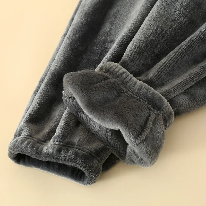 Очень толстые пижамные штаны из кораллового флиса, мужские осенне-зимние утолщенные бархатные длинные домашние брюки на шнурке для отдыха, удобные мы