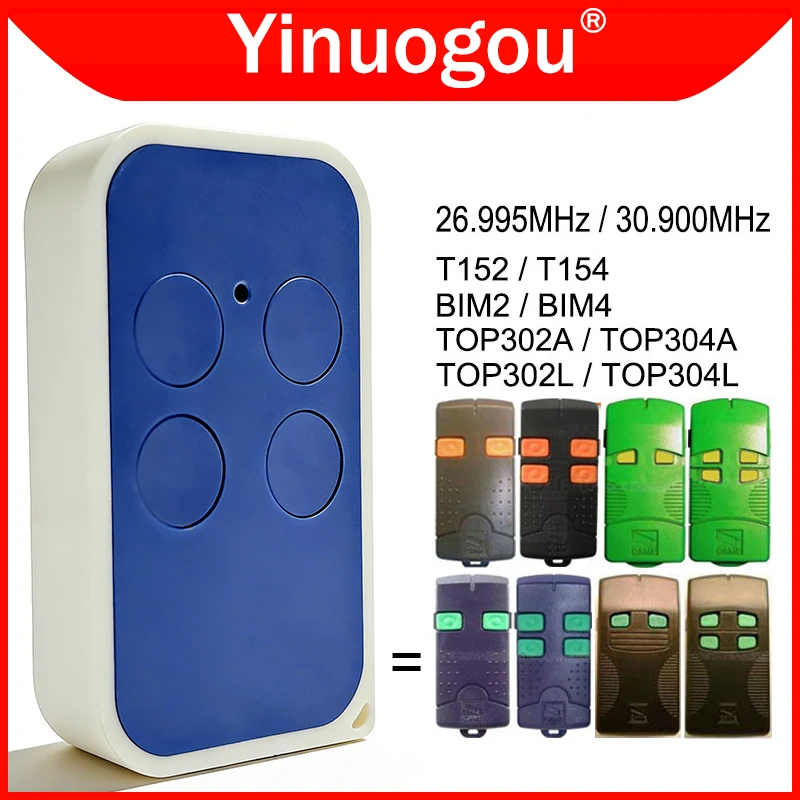 TOP302A TOP304A TOP302L TOP304L T152 T154 BIM2 BIM4 Garage Door Remote Control 26.995MHz 30.900MHz Fixed Code