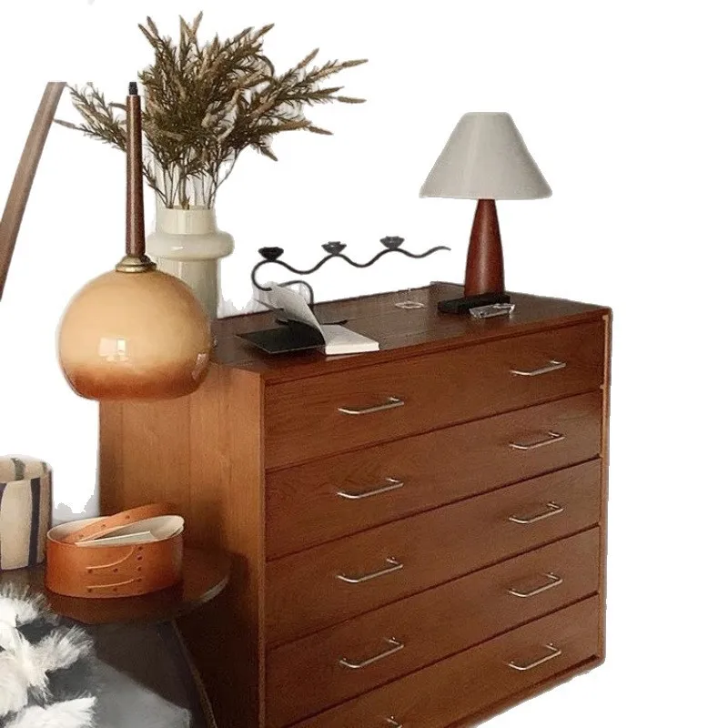 

Solid wood retro chest cabinet household dining side cabinet drawer storage cabinet