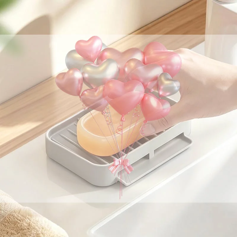 Soap Dish Drop Resistant Suction Cups Drain Tray Removable Holder for Bathroom Shower Kitchen Sink