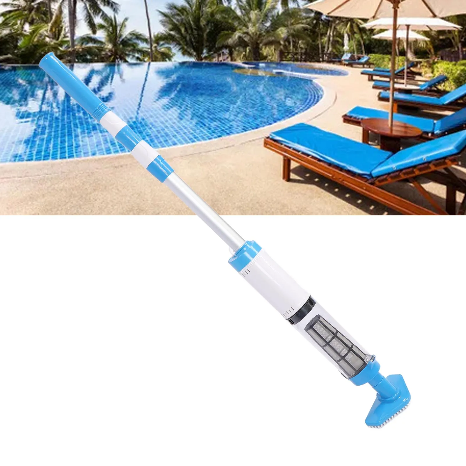 

Rechargeable Pool Vacuum Cleaner Efficient Energy Saving Versatile 3 in 1 Pool Vacuum Strong Suction with Adapter for Bathtubs