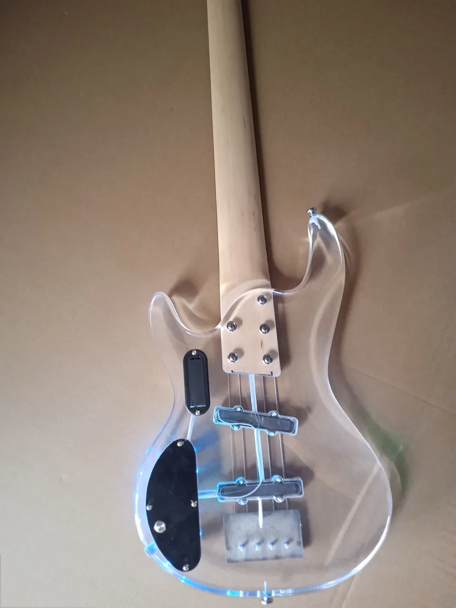 Electric Bass 5 string clear  LED light Acrylic Guitars