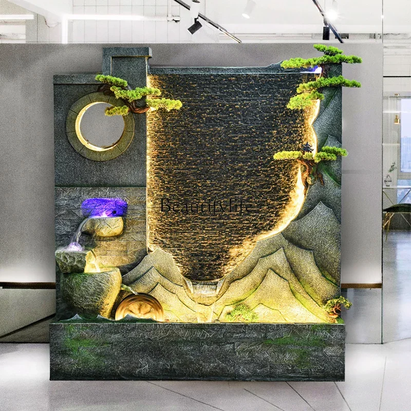 

yj9 Rockery Water Curtain Wall Water Fountain Indoor Living Room Entrance Screen Landscaping Decoration Ornaments