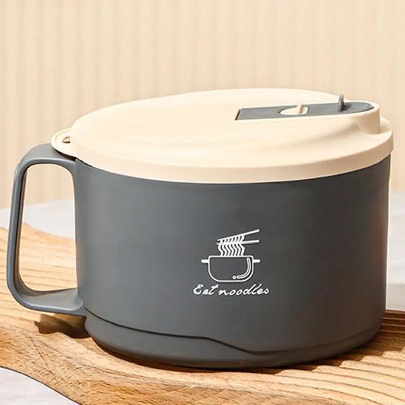 Ramen Cooker Stainless Steel Noodle Bowls With Lids Filterable Design Lid & Handle 1100ml Phone Holder Dustproof For Udon Miso