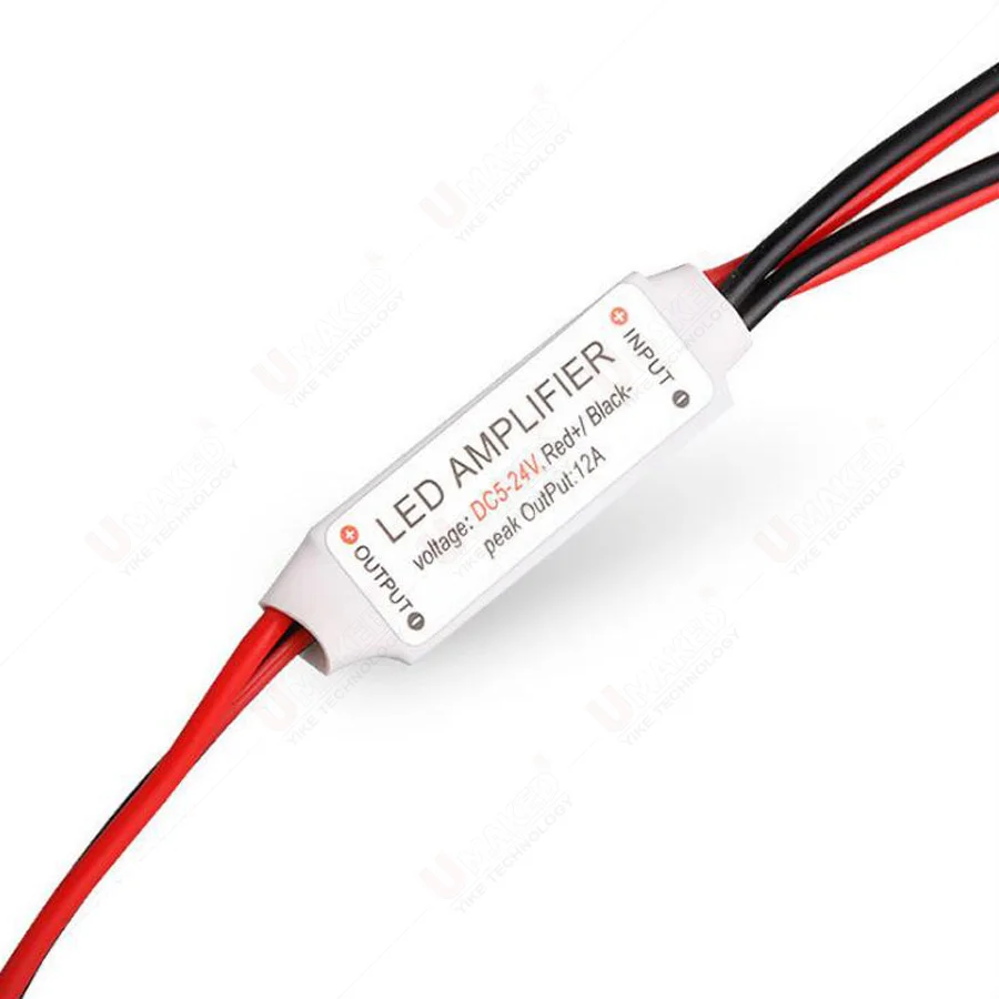 DC 5V-12V-24V 12A Mini Single Color LED Amplifier Repeater For LED Strip Light 5050/2835/3528//5630/3014