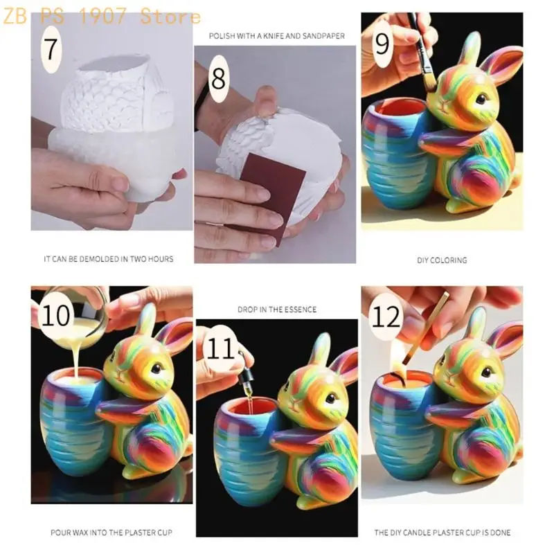 Silicone Carrot Rabbit Flower Pot Mold For Handmade Planters Jewelry Organizers 55KA