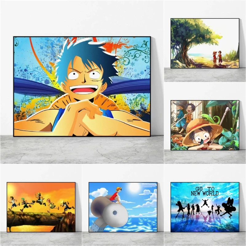 

Classic Anime One Piece Luffy High Quality Canvas Poster Prints Bright and Clear Colors Home Living Room Decorative Painting