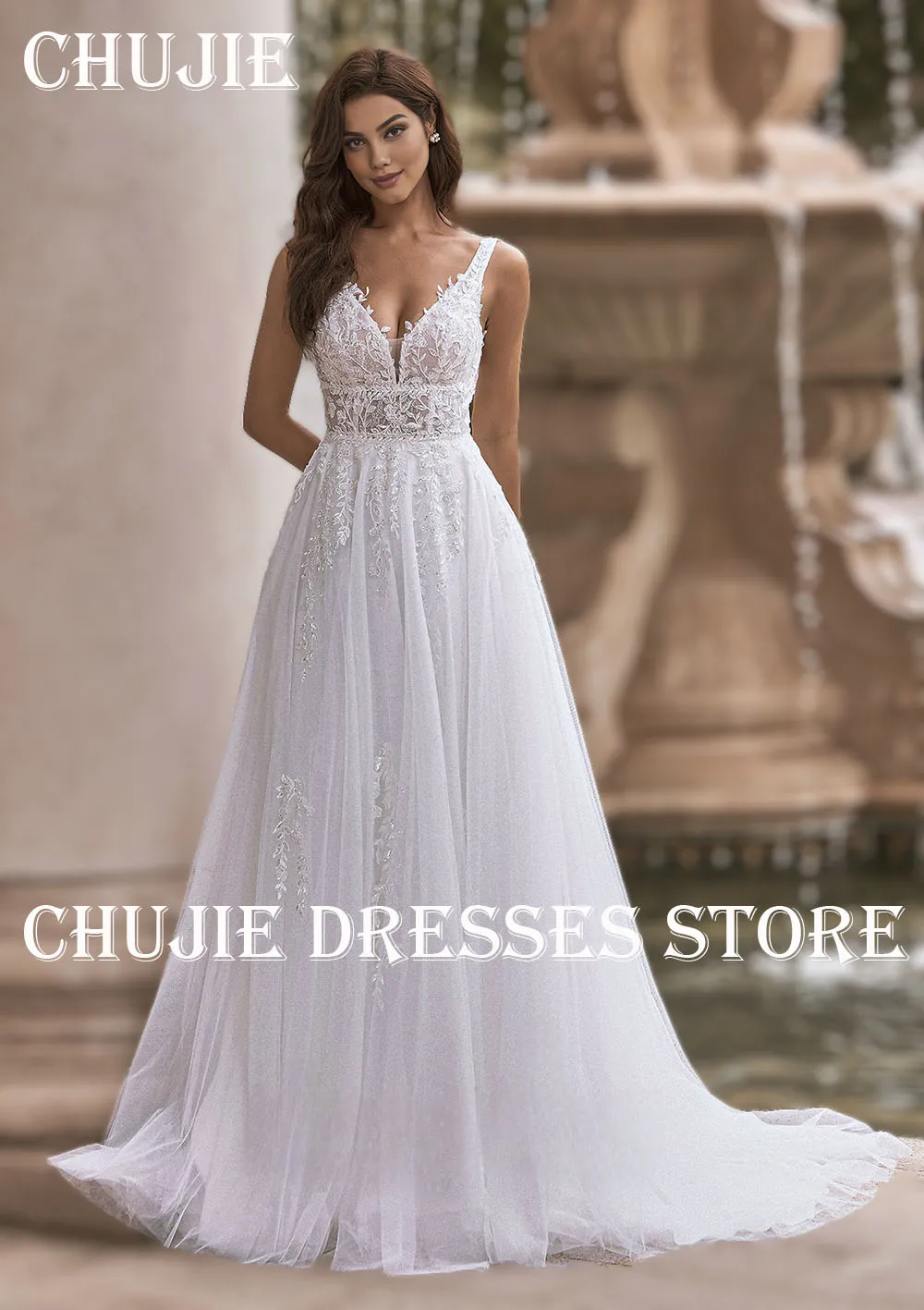 

Customized Appliques Wedding Dresses Tulle A Line Pleated Bridal Gowns Bride Dress With Train Vestido de novia Pageant Gowns