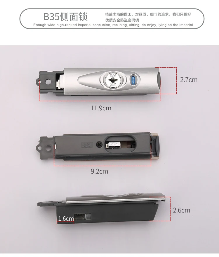 Luggage Lock Accessories B35 Lock Handle Trolley Case Repair Replacement Aluminum Frame Lock Core Key Cylinder & Buckle Latch