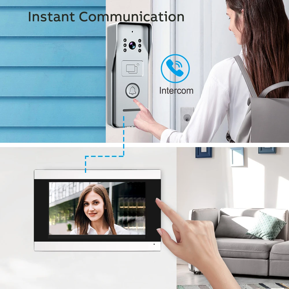Wi fi vídeo porteiro 1080p campainha de vídeo inteligente para casa tela toque 2 vias áudio tuya app desbloquear câmera do telefone da porta