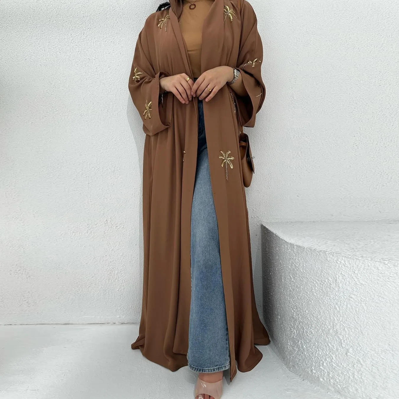 

Modest Abaya Open Cardigan Ramadan Embroidery Kimono Turkey Kaftan Islamic Clothing Muslim Women Caftan Robe Femme Musulmane