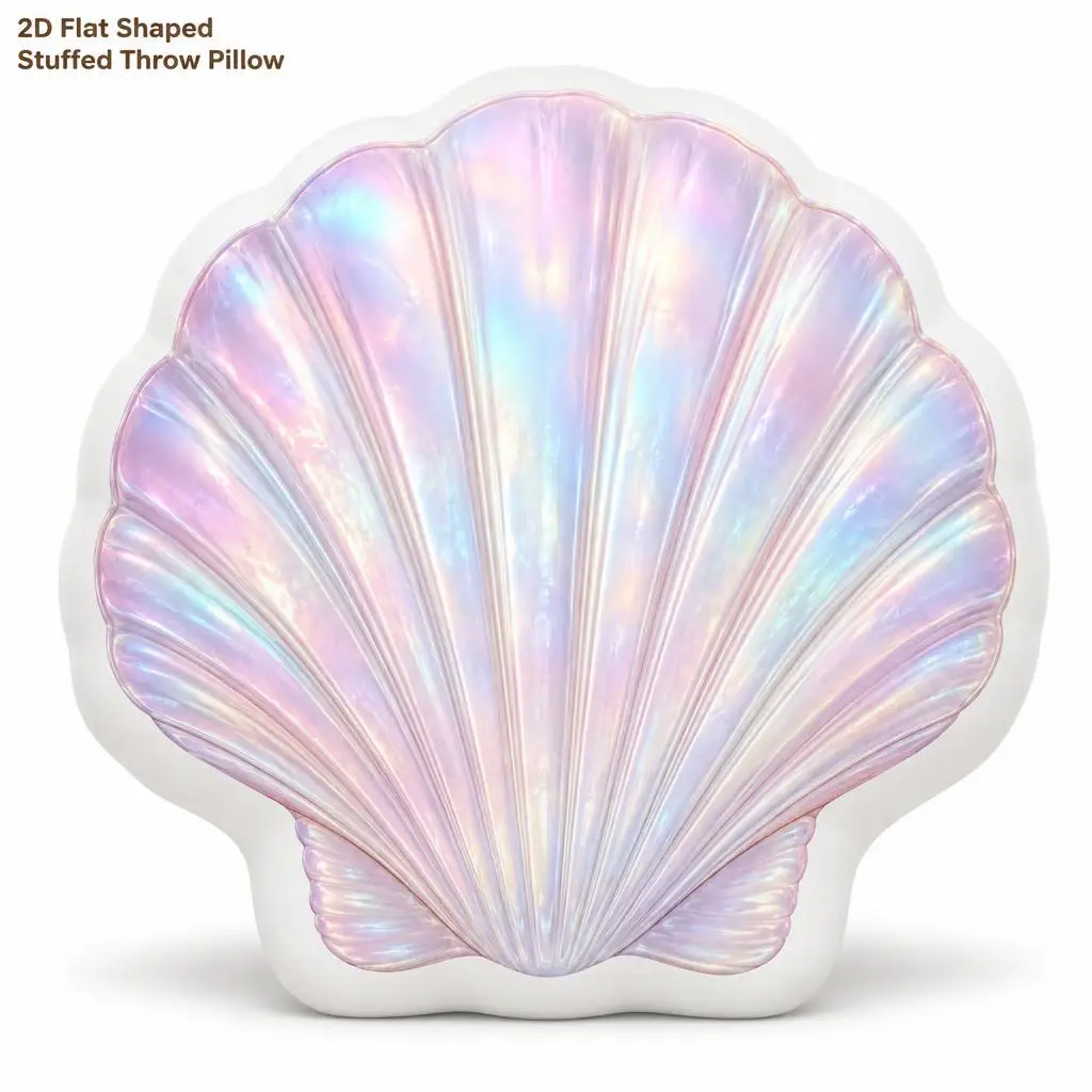 Iridescent Scallop Shell Dreamy Pearl Shine Seashell Plush Pillow Cushion Irregular Stuffed Throw Pillow Home Decor Sofa Bed