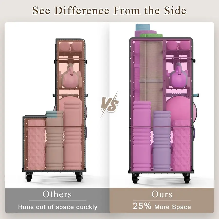 حامل رف الدمبل فقط، رف وزن قابل للتعديل لساعة اليوغا الدمبل Kettlebells، رف تخزين صالة الألعاب الرياضية المنزلية مع عجلات وخطافات #4