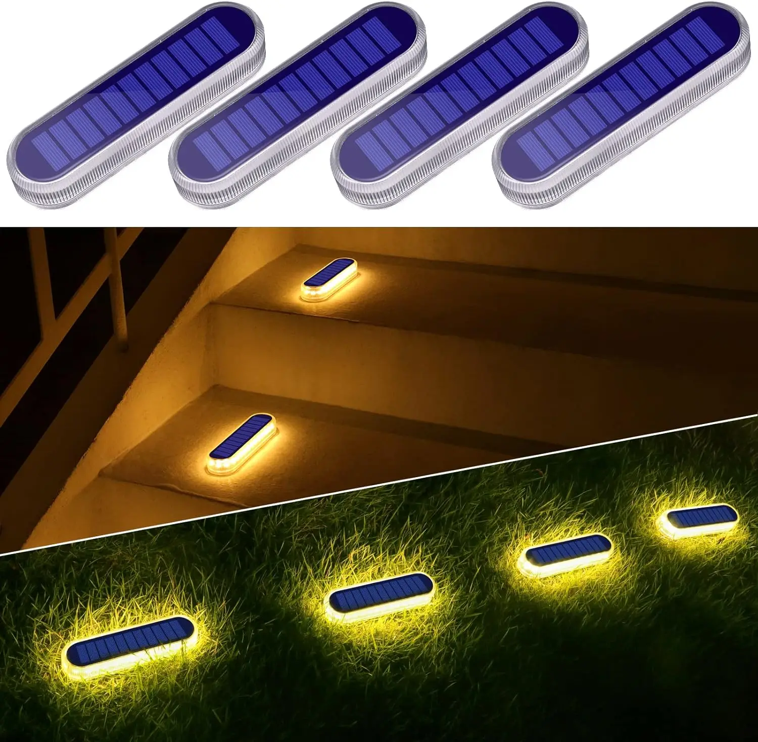Yilaie Lot de 4 MARCHES LED Solaires Noir 6