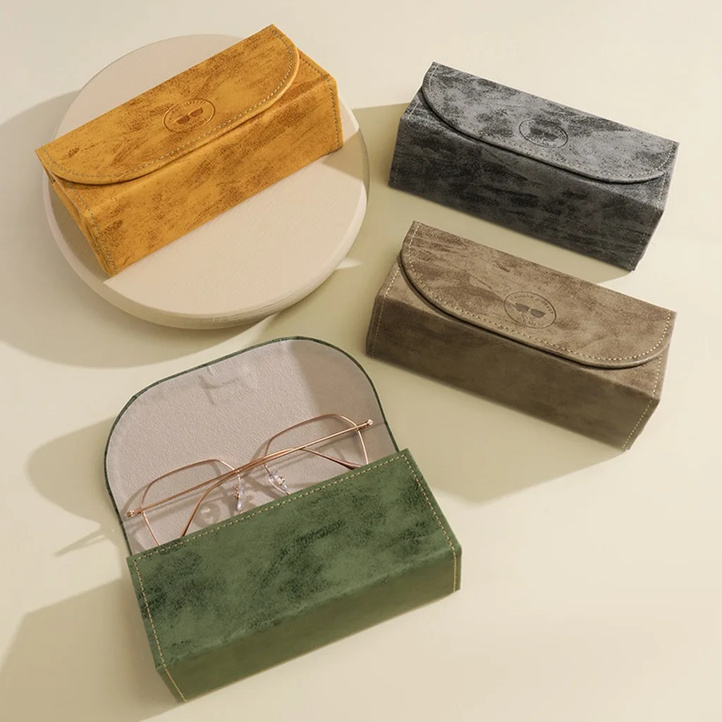 Large Capacity PU Leather Triangular Glasses Case Magnetic Closure Anti-scratch Protective Eyewear Holder for Sunglasses