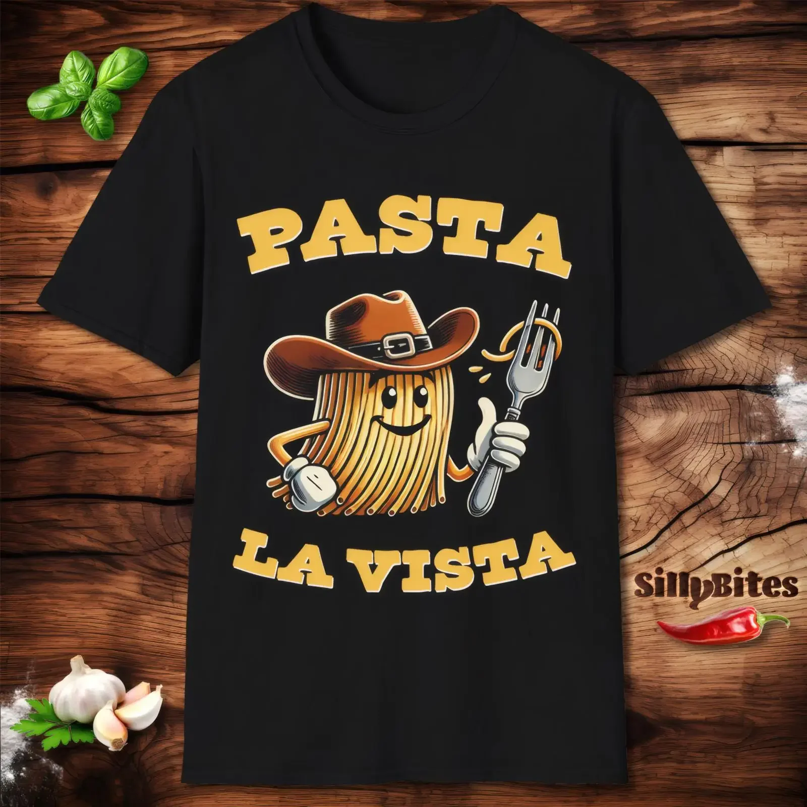 Funny Italian Pasta T Shirt La Vista Chef Cowboy vintage Washed Stylish homme Casual Soft graphic Unisex Slightly