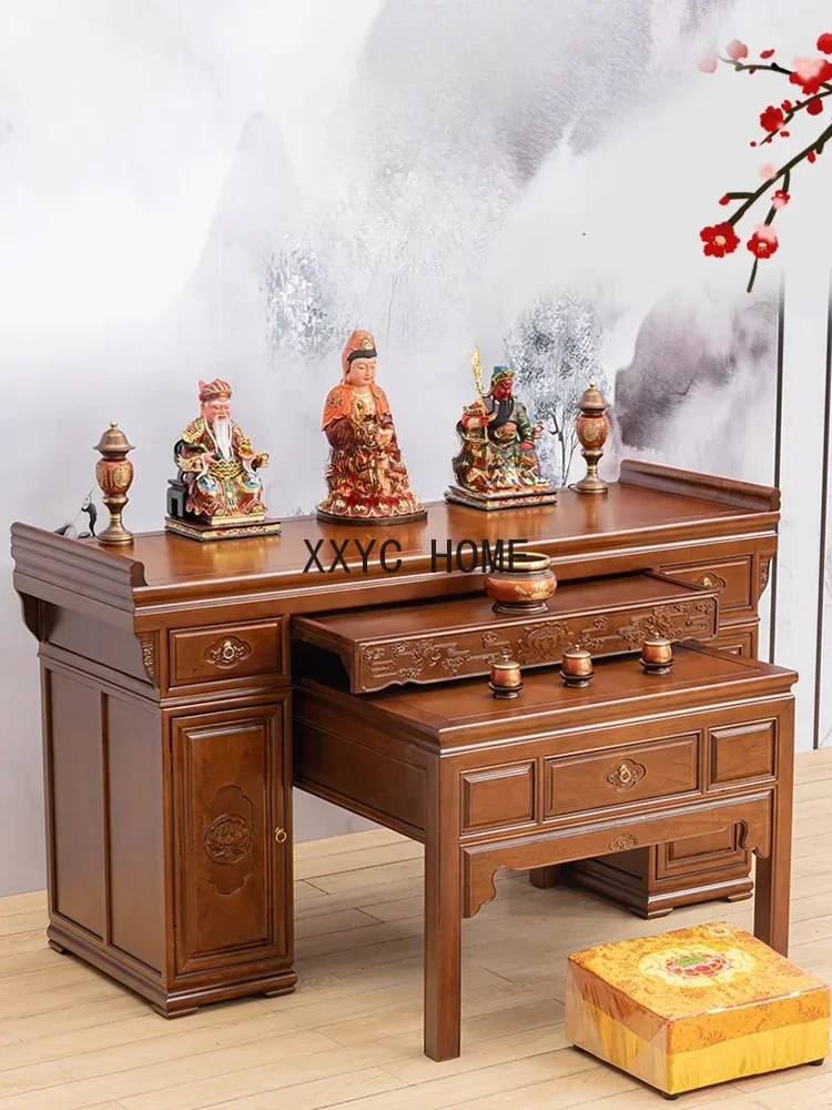 Massief Hout Een Lange Smalle Tafel Altaar Boeddha Heiligdom Boeddhistische Zaal Huis Boeddha Tafel Woonkamer Gebed Altaar Tafel