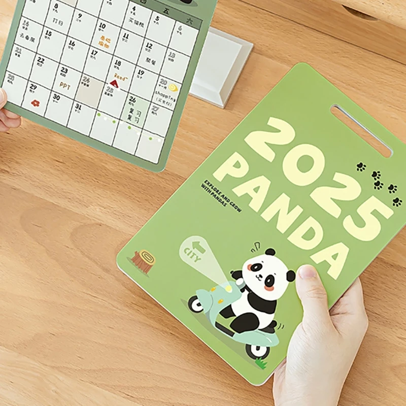 2025 Cartoon Panda Desk Calendar Lovely Animal Year Calendar Desktop Calendar Standing Calendar Pocket Calendar Dropship