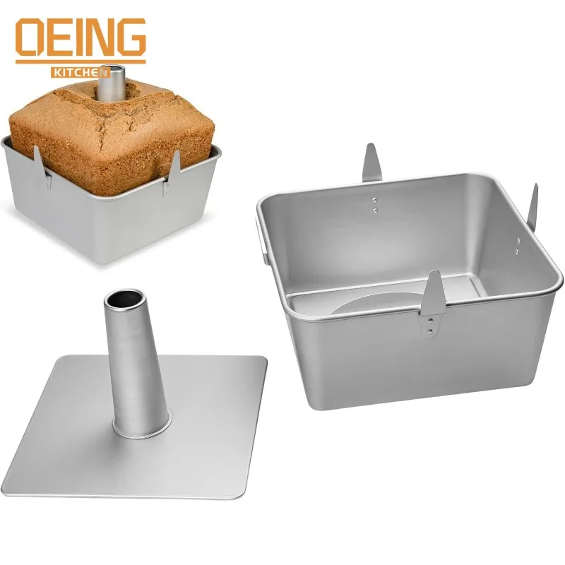 Square Tube Angel Food Cake Pan 28-Cup Capacity for 18-Cup Recipes Aluminum Angel for Baking Chiffon Pound Cake With Removable