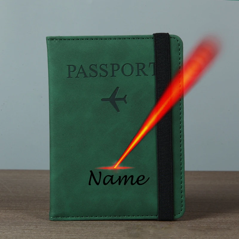 RFID Business Passport Covers Can Be Engarving Name Multi-Function ID Bank Card PU Leather Wallet Case