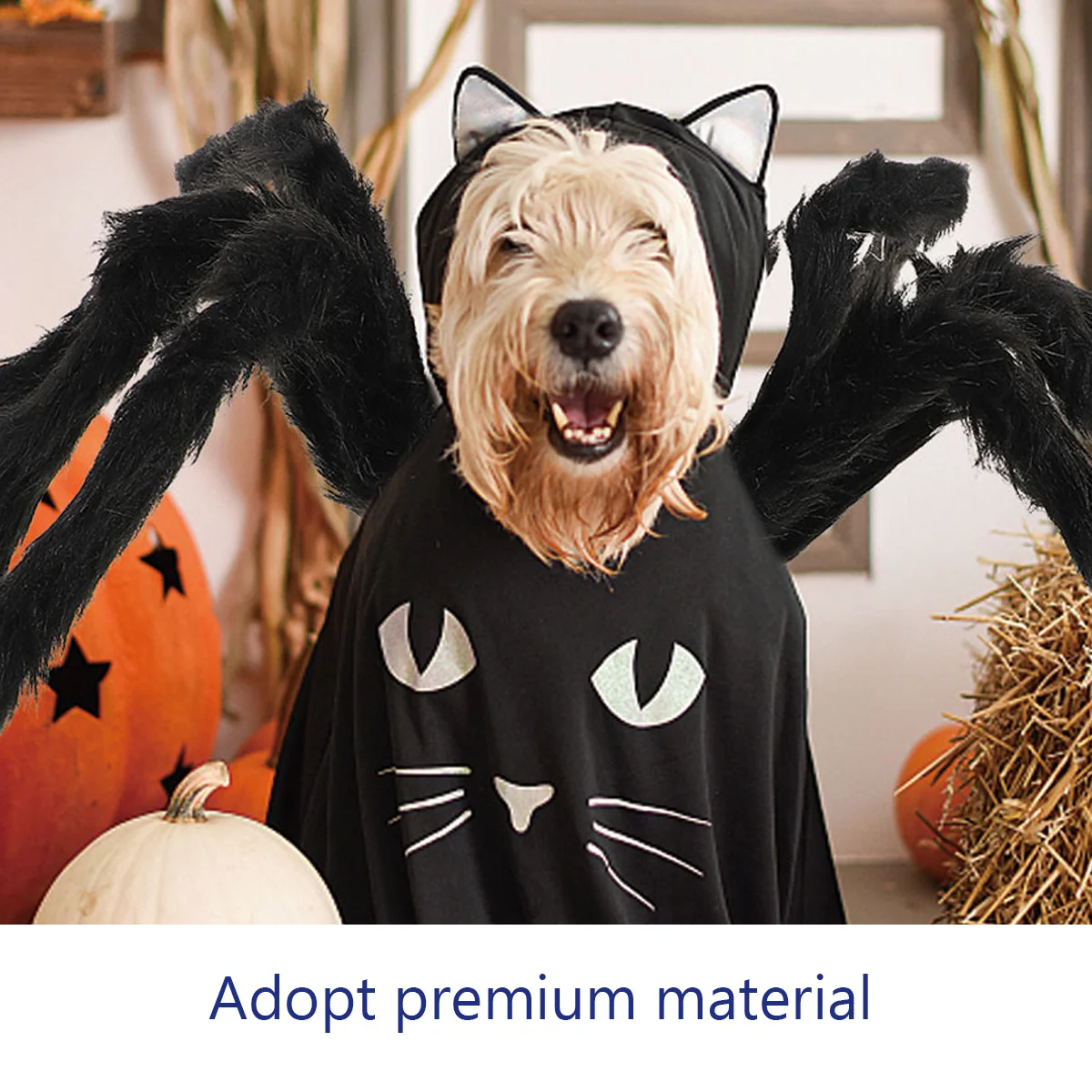 Costume da ragno per animali domestici di Halloween, vestiti cosplay per cani e gatti morbidi premium per decorazioni per feste di Halloween, forniture per animali domestici