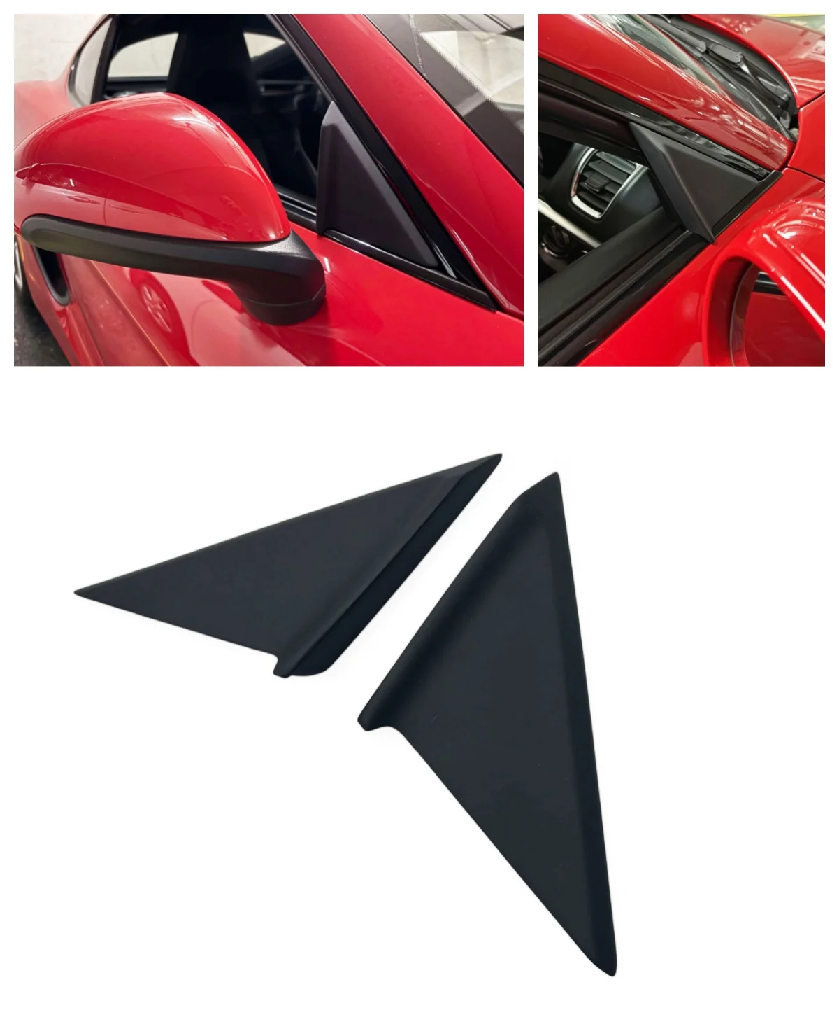 

2PCS Left and Right Sides Pillar Triangular Wind Deflector Black Color For Porsche Cayman & Boxster 981 718