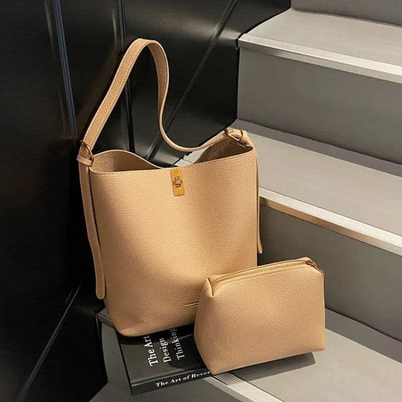 Vintage Elegant Diaper Bag High-End Leather Messenger Fashionable Solid Color Tote Large Capacity Business Shoulder Purse