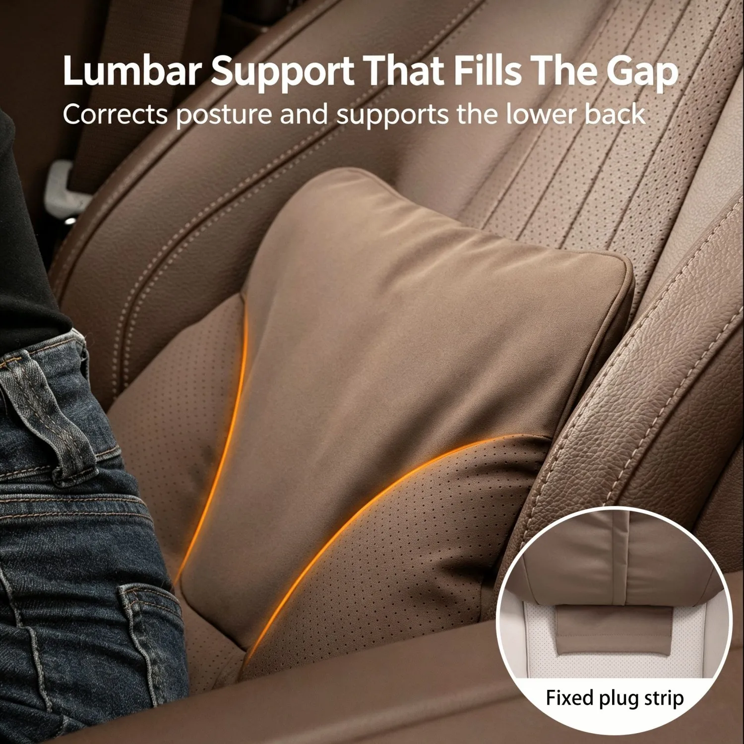 Comfortable Car Seat Neck Waist Cushion Suede Leather Car Headrest Lumbar Support Pillow For Maybach S-Class BMW Audi VW Nissan 4