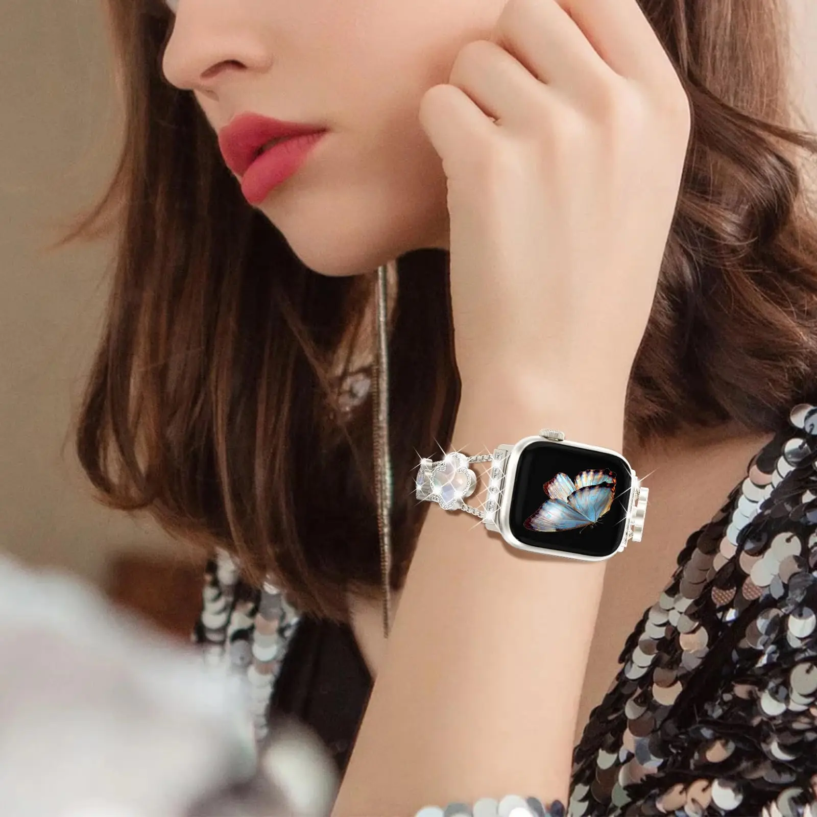 Bling Diamond Band for Apple Watch Straps 40mm 42mm 41mm 38mm 46mm 44mm 45mm 49mm Metal Bracelet iWatch Ultra 2 series 10 8 9 se