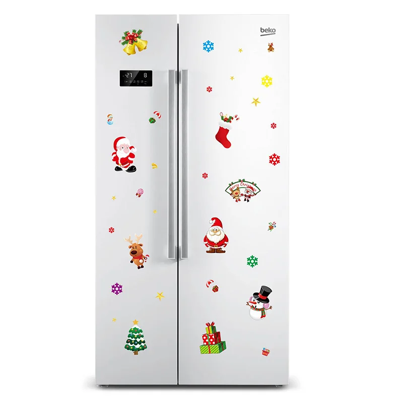 Natal Janela Vidro e Geladeira adesivos, Adesivo removível, Santa, boneco de neve, Decorações Home, Ano Novo Applique