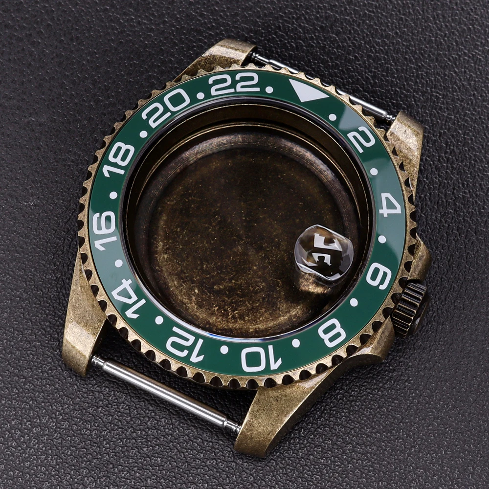 Bronze Retro Case 40mm 200m Waterproof Watch Case Accessories For SUB GMT NH35 NH36 NH34 NH38 Movement 28.5mmDial Sapphire Glass