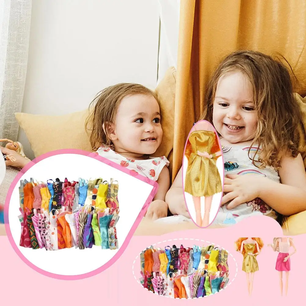 Random 10/20 Sets Mini Dress Colorful Summer Sleeveless Accessories Clothes for Doll Lovely Girl Toy Lot