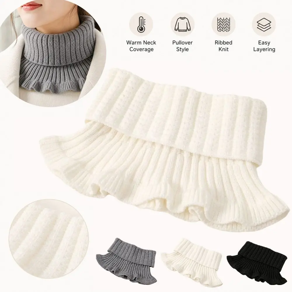 New Knit Turtleneck Dickey Collar Solid High Neck Knitted Neck Warmer Warm Layering Pullover Turtleneck Collar Bib For Women