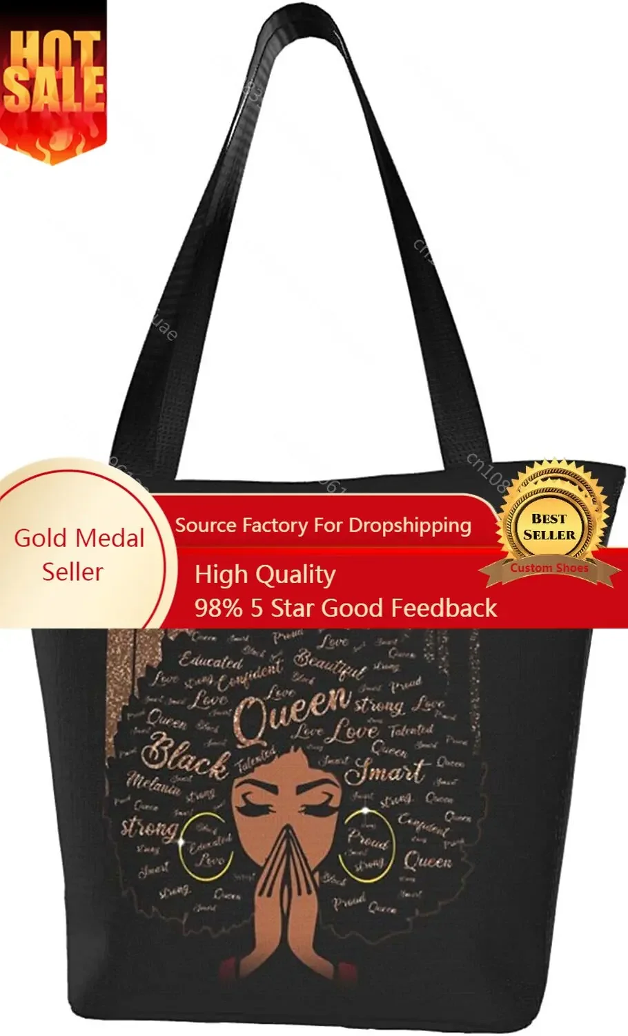 Womens Girls African Fashion Girl Tote Travel Bag Shoulder Handbag For Work Travel Business Beach Shopping School