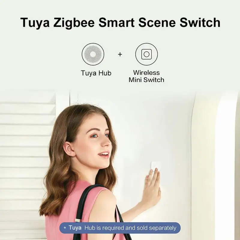 Tuya Zigbee Smart Switch Push Button One Key Contror Scene Switch Wireless Smart Life Remote Controller Smart Home Automation