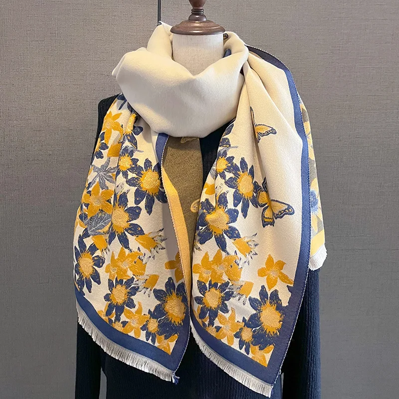 

Роскошный брендовый зимний кашемировый шарф, женский 65x185 см, женские теплые шали из пашмины, шарфы с запахом, одеяло, толстые женские дизайны Bufanda